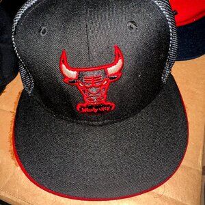 New Era Chicago Bulls Hat Full Back with Jersey Material on back Panels.